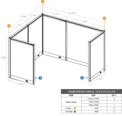 GOF 1 Person Workstation Cubicle (5.5'D x 6.5'W x 4'H)