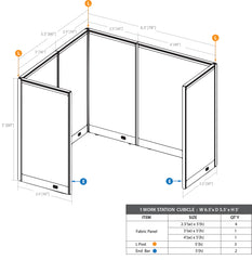 GOF 1 Person Workstation Cubicle (5.5'D x 6.5'W x 5'H)