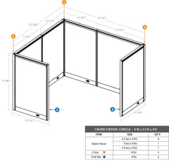 GOF 1 Person Workstation Cubicle (5.5'D x 6'W x 4'H)