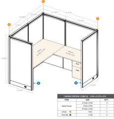 GOF 1 Person Workstation Cubicle (5.5'D x 6'W x 5'H)
