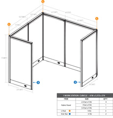 GOF 1 Person Workstation Cubicle (5.5'D x 6'W x 5'H)
