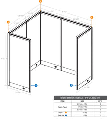 GOF 1 Person Workstation Cubicle (5.5'D x 6'W x 6'H)