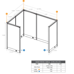 GOF 1 Person Workstation Cubicle (5'D x 6.5'W x 5'H)