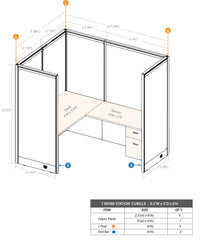 GOF 1 Person Workstation Cubicle (5'D x 6.5'W x 6'H)