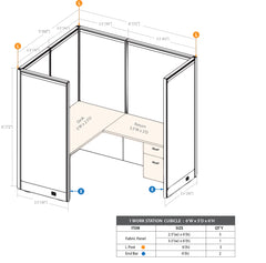 GOF 1 Person Workstation Cubicle (5'D x 6'W x 6'H)