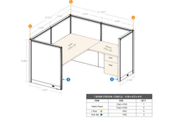 GOF 1 Person Workstation Cubicle (C-6'D x 6'W x 4'H)