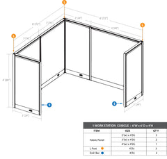 GOF 1 Person Workstation Cubicle (C-6'D x 6'W x 4'H)