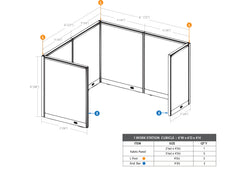 GOF 1 Person Workstation Cubicle (6'D x 6'W x 4'H)
