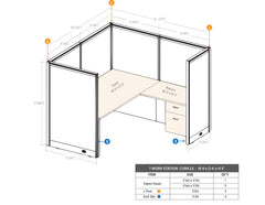 GOF 1 Person Workstation Cubicle (6'D x 6'W x 5'H)
