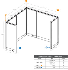 GOF 1 Person Workstation Cubicle (C-6'D x 6'W x 5'H)