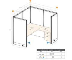 GOF 1 Person Workstation Cubicle (C-6'D x 6'W x 6'H)