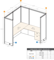 GOF 1 Person Workstation Cubicle (6'D x 6'W x 6'H)