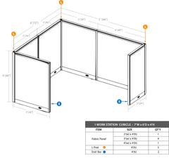 GOF 1 Person Workstation Cubicle (7'D x 6'W x 4'H)