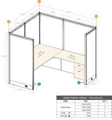 GOF 1 Person Workstation Cubicle (7'D x 6'W x 6'H)