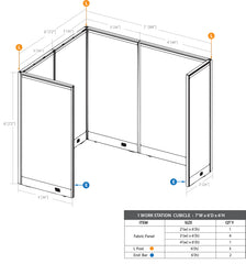 GOF 1 Person Workstation Cubicle (7'D x 6'W x 6'H)