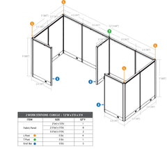 GOF 2 Person Separate Workstation Cubicle (5'D x 12'W x 5'H-W)