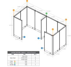 GOF 2 Person Separate Workstation Cubicle (5'D x 12'W x 6'H-W)