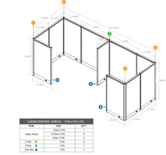 GOF 2 Person Separate Workstation Cubicle (5'D x 13'W x 5'H-W)
