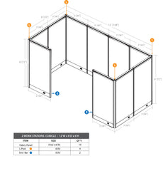 GOF 2 Person Workstation Cubicle (6'D x 12'W x 6'H)