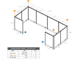 GOF 2 Person Workstation Cubicle (6'D x 14'W x 4'H)