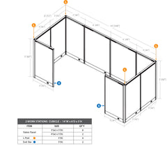 GOF 2 Person Workstation Cubicle (6'D x 14'W x 5'H)