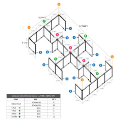 GOF Double 8 Person Separate Workstation Cubicle (12'D  x 24'W x 6'H -W)