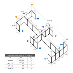 GOF Double 8 Person Separate Workstation Cubicle (11'D x 26'W x 6'H -W)