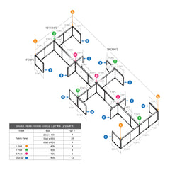 GOF Double 8 Person Separate Workstation Cubicle (12'D  x 28'W x 4'H -W)