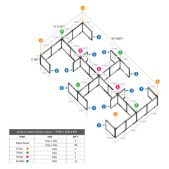 GOF Double 8 Person Separate Workstation Cubicle (12'D  x 24'W x 4'H -W)