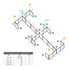 GOF Double 8 Person Workstation Cubicle (12'D x 28'W x 4'H)