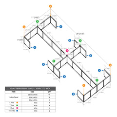 GOF Double 8 Person Workstation Cubicle (11'D x 26'W x 4'H)