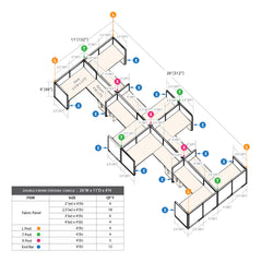 GOF Double 8 Person Separate Workstation Cubicle (11'D x 26'W x 4'H -W)