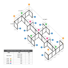 GOF Double 8 Person Separate Workstation Cubicle (C-12'D  x 24'W x 5'H -W)