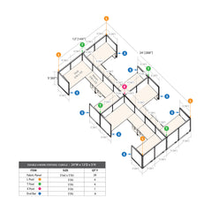GOF Double 8 Person Workstation Cubicle (12'D x 24'W x 5'H)