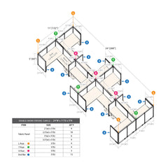 GOF Double 8 Person Separate Workstation Cubicle (11'D  X 24'W x 5'H -W)