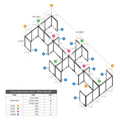 GOF Double 8 Person Separate Workstation Cubicle (10'D  x 24'W x 6'H -W)