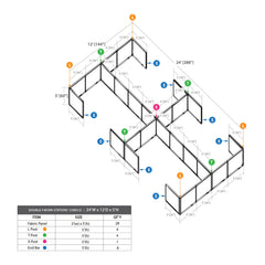 GOF Double 8 Person Workstation Cubicle (12'D x 24'W x 5'H)