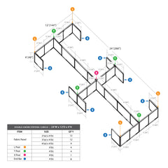 GOF Double 8 Person Workstation Cubicle (C-12'D x 24'W x 4'H)
