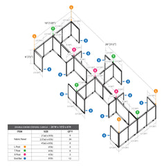 GOF Double 8 Person Separate Workstation Cubicle (10'D  x 26'W x 6'H -W)