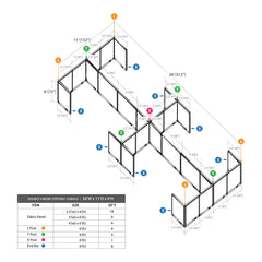 GOF Double 8 Person Workstation Cubicle (11'D x 26'W x 6'H)