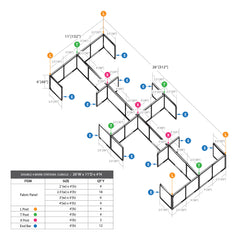 GOF Double 8 Person Separate Workstation Cubicle (11'D x 26'W x 4'H -W)