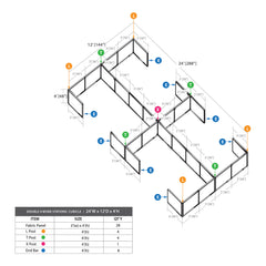 GOF Double 8 Person Workstation Cubicle (12'D x 24'W x 4'H)