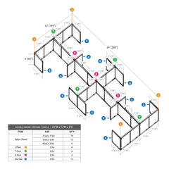 GOF Double 8 Person Separate Workstation Cubicle (C-12'D x 24'W x 4'H -W)