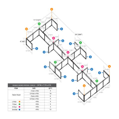 GOF Double 8 Person Separate Workstation Cubicle (11'D x 24'W x 4'H -W)