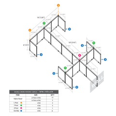 GOF Double 6 Person Workstation Cubicle (10'D x 18'W x 6'H)