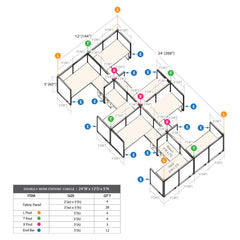 GOF Double 8 Person Separate Workstation Cubicle (12'D  x 24'W x 5'H -W)