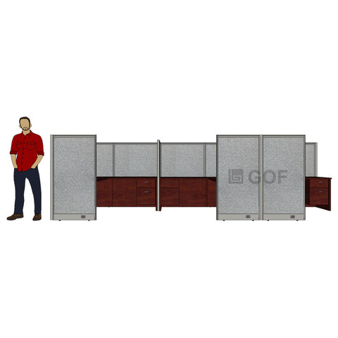 GOF 3 Person Separate Workstation Cubicle (5'D x 18'W x 5'H -W)