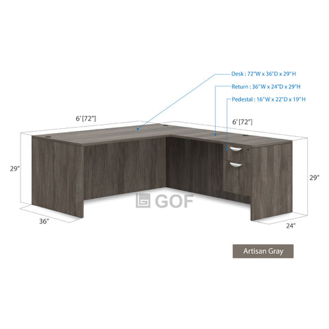 GOF 4 Person Separate Workstation Cubicle (6'D x 24'W x 6'H -W)