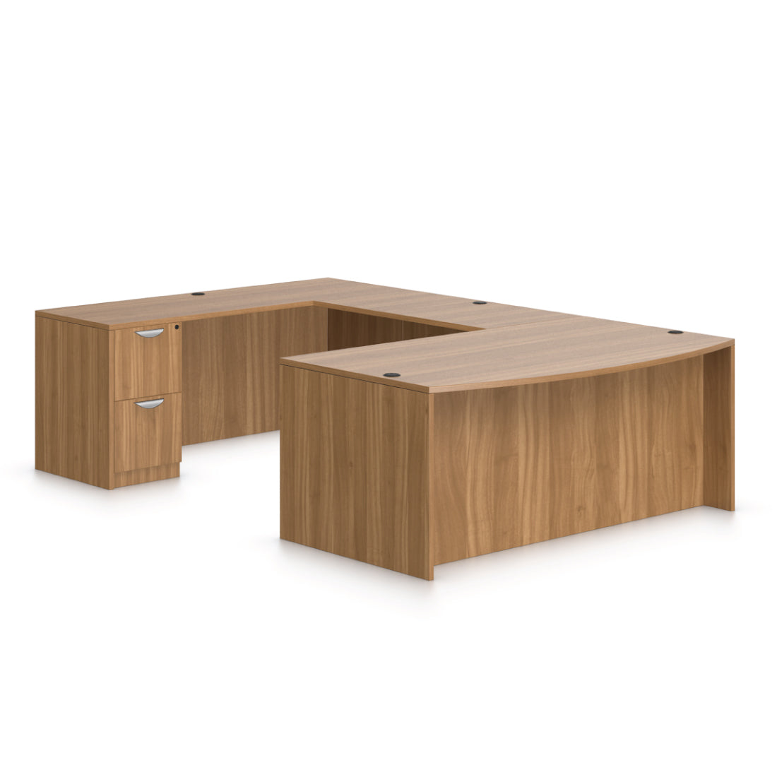 U71D - 6' x 9.5' U-Shape Workstation (Bow front Desk with B/B/F and F/F Pedestals)