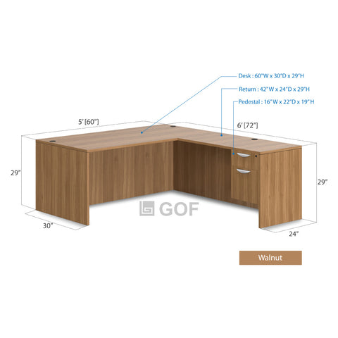 GOF 1 Person Workstation Cubicle (5'D x 6'W x 6'H)